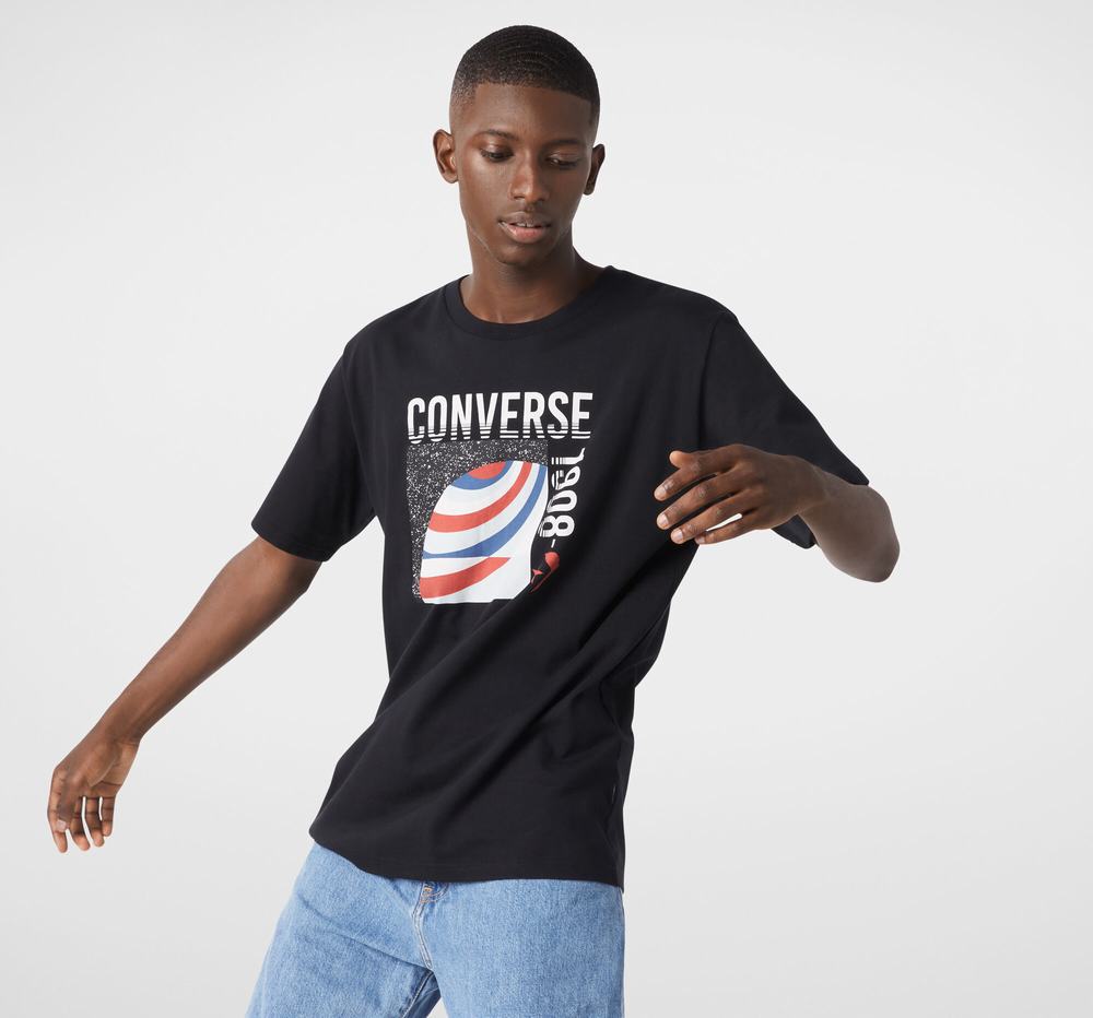 Camiseta Converse Planet 1908 Homem Pretas 547280AFW